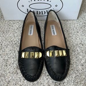 AUTH NIB Steve Madden MISTRO LOAFERS BLACK LEATHER US 6